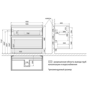 Тумба Lemark COMBI 100 см под 1 раковину, подвесная/напольная, 2 ящика, цвет фасада: Дуб кантри, цве LM03C100T-dub — фото 8, Тумбы под раковину