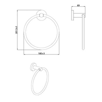 AQM7207MB Trento Кольцо для полотенца, черный матовый — фото 2, Полотенцедержатели