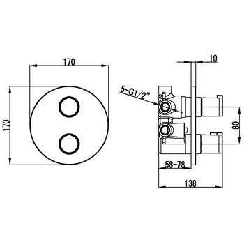 Yeti Смеситель для ванны и душа, встраиваемый, Терм, хром, LM, LM7828C — фото 2, Смеситель для ванны