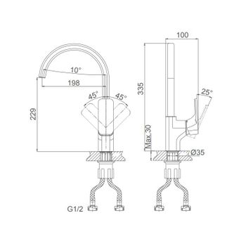 Смеситель для кухни D&K Berlin DA1432425, черный — фото 1, Смесители для кухни