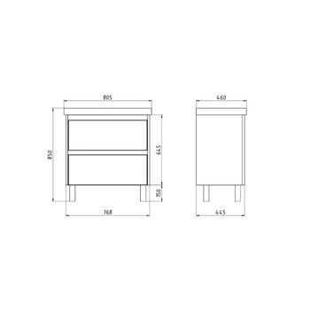 Тумба LUXURY PLUS, 80 см, подвесная/напольная, 2 ящик, серый базальт 99.2032 — фото 4, Тумбы под раковину