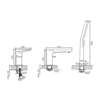 Смеситель на борт ванны BELZ B66715-3, оружейная сталь — фото 2, Смесители на борт ванны