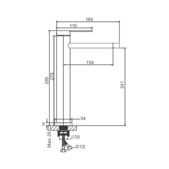 Смеситель для раковины высокий BELZ B11813-3, оружейная сталь — фото 1, Смесители для раковины