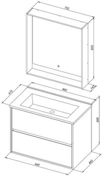 Тумба под раковину Aquanet Милан 85 дуб рошелье 00339969 — фото 10, Тумбы под раковину
