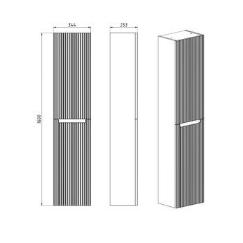 Пенал EUPHORIA, 35см, подвесной/напольный, 2 дверцы, 2 полки, серый базальт матовый 99.2026 — фото 3, Пеналы для ванной комнаты