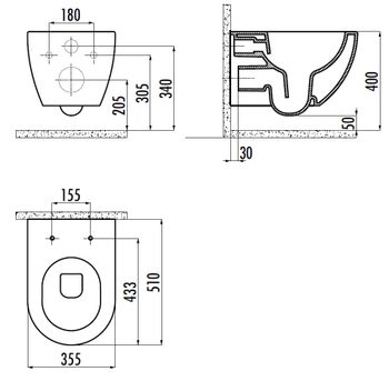 CREAVIT FREE Унитаз подвесной безободковый с биде ЗЕЛЕНЫЙ НИЛ МАТОВЫЙ FE322-00NY00E-0000 — фото 3, Подвесные унитазы