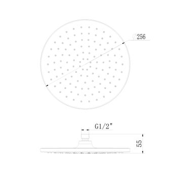 Лейка душевая верхняя, круглая, 256 мм, хром, блистер, LM, LM8132C — фото 2, Лейки для душа