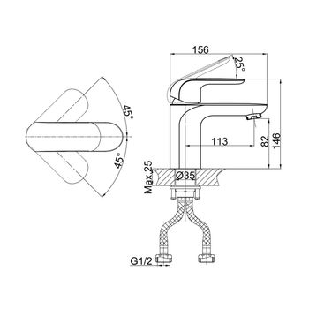 Смеситель для раковины D&K Venice DA1022118, черный — фото 2, Смесители для раковины