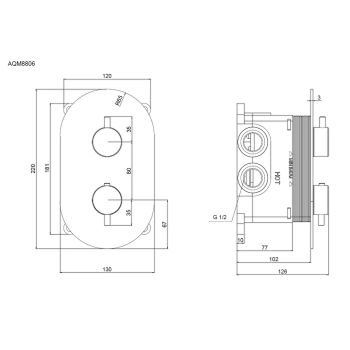 AQM8806MB Siena Встраиваемый термостат на 3 потр. в комплекте с внутр. частью, черный матовый — фото 3, Смесители