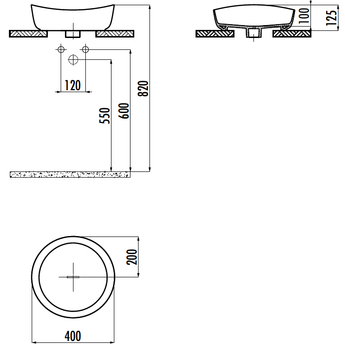 CREAVIT Раковина мебельная накладная БЕЛАЯ МАТОВАЯ RB140-00MB42E-0000 — фото 2, Раковины накладные