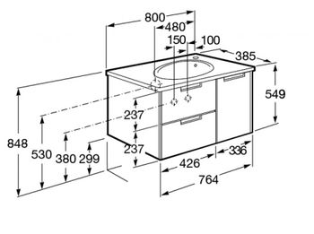 ETNA Тумба под раковину ETNA 80, дуб верона, ROCA 7857301445 — фото 4, Тумбы под раковину