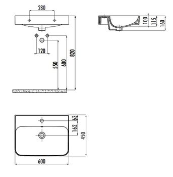 CREAVIT Раковина мебельная PD060-00CB00E-0000 — фото 2, Раковины накладные