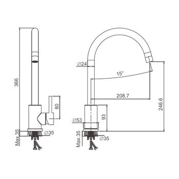 Смеситель для кухни BELZ B70810-7, черный — фото 1, Смесители для кухни
