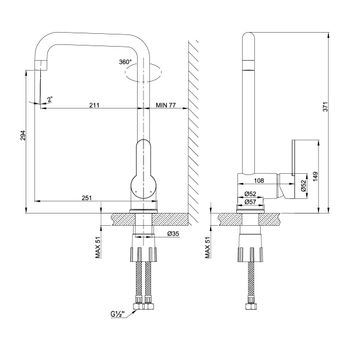Expert Смеситель для кухни, выс.пов.излив 211мм, р/ОД, матовый, LM, LM5073S — фото 2, Смесители для кухни