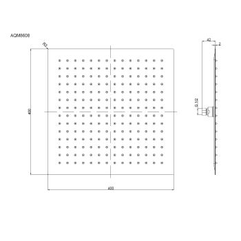 AQM8608MB Верхний душ 400х400мм, нерж. сталь, черный матовый — фото 1, Верхние души
