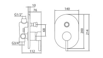 CREAVIT Cмеситель для душа скрытого монтажа DFC2398 — фото 2, Смесители