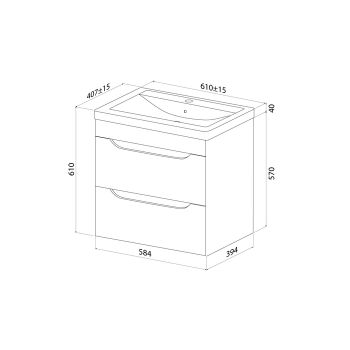 Тумба с умывальником, подвесная, 60 см, белый, Ray, IDDIS, RAY60W0i95K — фото 3, Тумбы с раковиной
