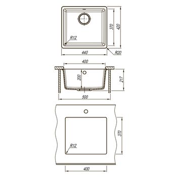Кухонная мойка Lemark SINARA 440-U подстольного монтажа из кварцгранита, Жасмин 9910070 — фото 4, Кухонные мойки