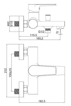 CREAVIT Смеситель для ванной SHARP ЧЕРНЫЙ МАТОВЫЙ SR2510S — фото 2, Смесители на борт ванны