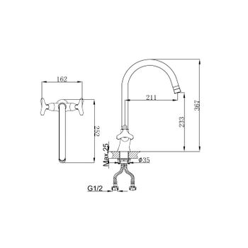 Смеситель для кухни D&K Hessen DA1382441, хром — фото 1, Смесители для кухни