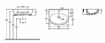 Раковина КЕРАМИН ЛАГО 55 белый глянец CDB00024895 (4810531138976) — фото 3, Раковины