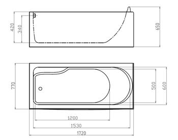 Акриловая ванна Gemy G9006-1.7 B L — фото 4, Акриловые ванны