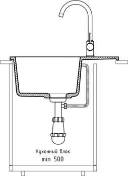 GRANFEST Мойка URBAN 258L 1-чаша+крыло 580*490мм белый арт.GF-UR- 258L белый — фото 4, Кухонные мойки