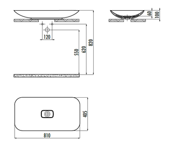 CREAVIT FOGLIA Раковина 80 см FG180-00CB00E-0000 — фото 2, Раковины накладные