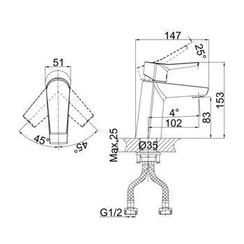 Смеситель для раковины D&K Rhein DA1262101, хром — фото 2, Смесители для раковины