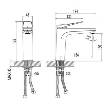Bronx Смеситель для умывальника средний, монолитный, белый, LM, LM3737MW — фото 1, Смесители для раковины