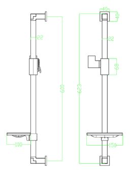 Душевая стойка 625 мм с прямоугольной мыльницей, хром. LEMARK LM8069C — фото 2, Душевые стойки