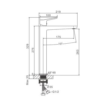 Смеситель для раковины высокий BELZ B11715-3, оружейная сталь — фото 1, Смесители для раковины