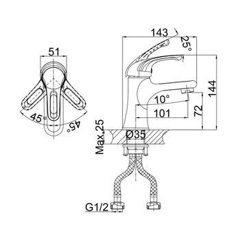 Смеситель для раковины D&K Rhein DA1372141, хром — фото 3, Смесители для раковины