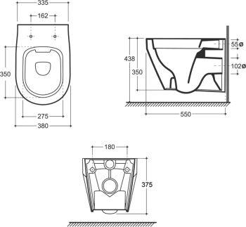 Унитаз подвесной КЕРАМИН БАРИ МЛ Slim Soft Close безободковый, сиденье дюропласт с микролифтом CDB00022778 (4810531133575) — фото 6, Подвесные унитазы