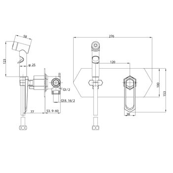 PRIZMA Смеситель для биде, гигиен.душ встраеваемый, р/ОД, хром, LM, LM3919C — фото 2, Смесители для биде