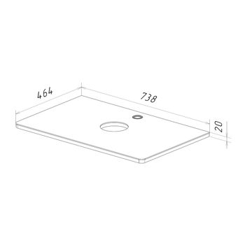 Столешница MIANO 80 см под 1 раковину из стекла, цвет: Белый LM06M80S — фото 3, Столешницы под раковину