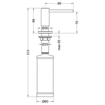 Дозатор встраиваемый Timo Saona 13139/20 золото шлифованное — фото 2, Дозаторы