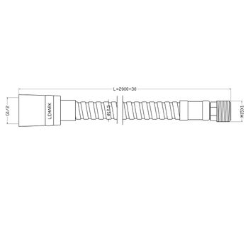 Шланг гибкий 2,0 м для лейки смесителя на борт ванны, 1/2"-M15, EPDM-сталь хром., пакет. LEMARK LE8063S — фото 2, Душевые шланги