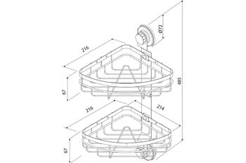 Двухъярусная угловая полка, проволока стальная, черный матовый, Easy, Milardo, EASCWS2M44 — фото 2, Полки для ванной и душа