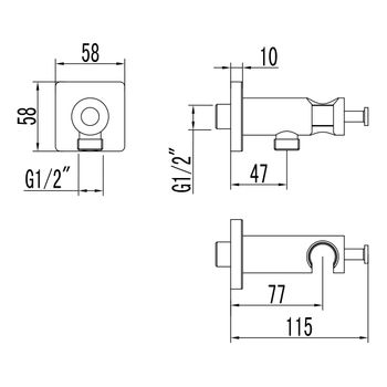 Кронштейн/подключение шланга для LM3719GM, графит LM3785GM — фото 2, Душевые шланги