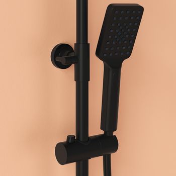 Душевая стойка SANCOS KANEDO с термостатом с верхним душем 248x248 мм ручным душем 110 мм 4 режима черный матовый SC7100MB — фото 7, Душевые стойки