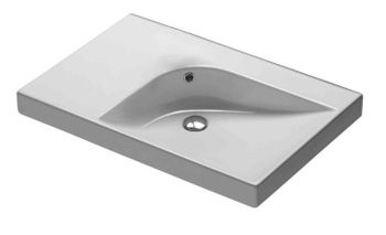 Раковина HATRIA GRANDANGOLO YXNT01 накладная или на тумбу без отверстия с переливом цвет белый — фото 1, Раковины