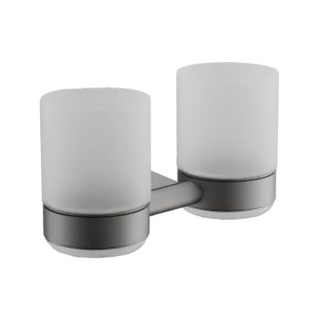 Стакан для ванной комнаты двойной BELZ B91208, оружейная сталь — фото 1, Стаканы для зубных щеток