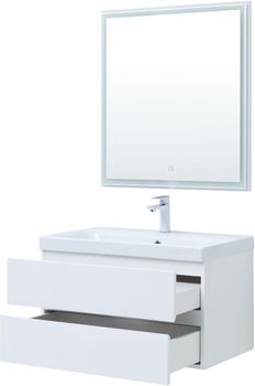 Мебель для ванной Aquanet Беркли 80 белый глянец (2 ящика) 00306360 — фото 8, Комплекты мебели для ванной