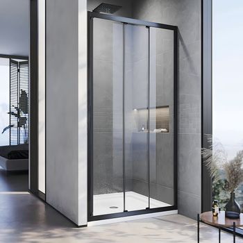 Душевая дверь Veconi Vianno VN-28B, 1110x1950, Черный матовый, стекло прозрачное VN28B-110-01-C8 — фото 1, Душевые двери в нишу