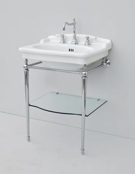 Консоль Artceram Hermitage напольная/пристенная со стеклянной полкой цвет хром HEA015 71 — фото 1, Консоли для раковины