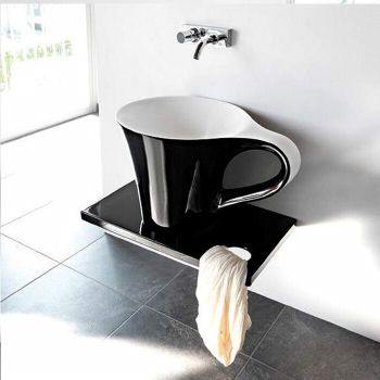 Раковина Artceram Cup накладная цвет белый/черный OSL005 01 50 — фото 1, Раковины накладные