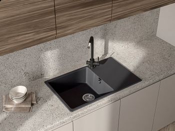 Товар: GRANFEST Мойка URBAN 678L 1-чаша+крыло 780*490мм черный арт.GF-UR- 678L черный - фото 2 GRANFEST Мойка URBAN 678L 1-чаша+крыло 780*490мм черный арт.GF-UR- 678L черный — фото 2, Кухонные мойки