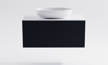 Тумба М-40 100см 1ящ цв RAL7024 мат./волна, раковина Атрия бел гл., столешница Solid бел гл. 4631177713309 — фото 2, Тумбы с раковиной