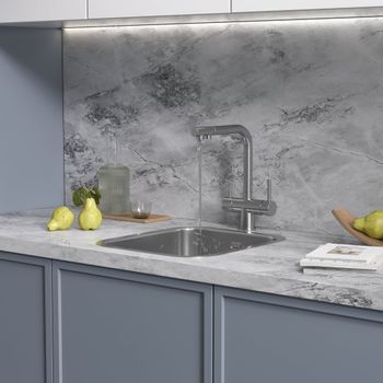 Кухонная мойка Reflexion Iseo RX2265BL оружейная сталь — фото 366, Кухонные мойки